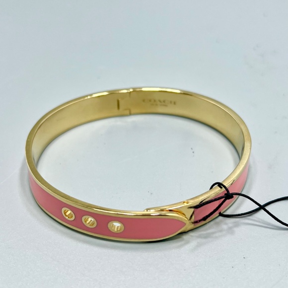 Coach Gold Tone Pink Enamel Bangle - Picture 2 of 6